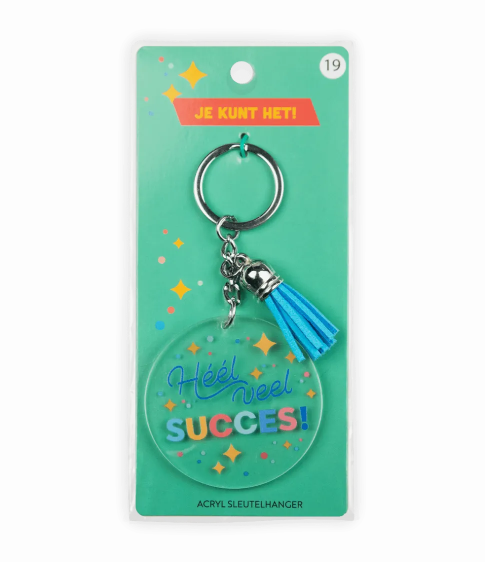 Acryl sleutelhanger Veel succes
