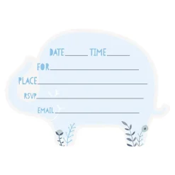 Baby Olifant Uitnodigingen Blauw 8st