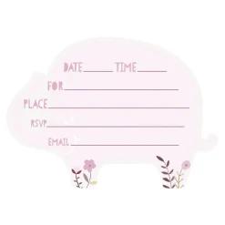 Baby Olifant Uitnodigingen Roze 8st