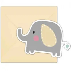 Baby Olifant Uitnodigingen 6st