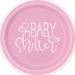 Baby Shower Borden Roze 23cm 8st