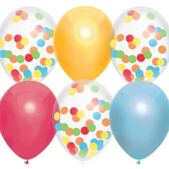 Ballonnen Confetti Regenboog 30cm 6st
