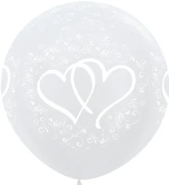 Ballonnen Entwinted Hearts Pearl White 91cm 2st