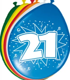 Ballonnen 21 Jaar 30cm 8st