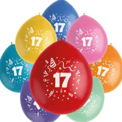 Ballonnen 17 Jaar Gekleurd 23cm 8st