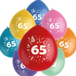Ballonnen 65 Jaar Gekleurd 23cm 8st