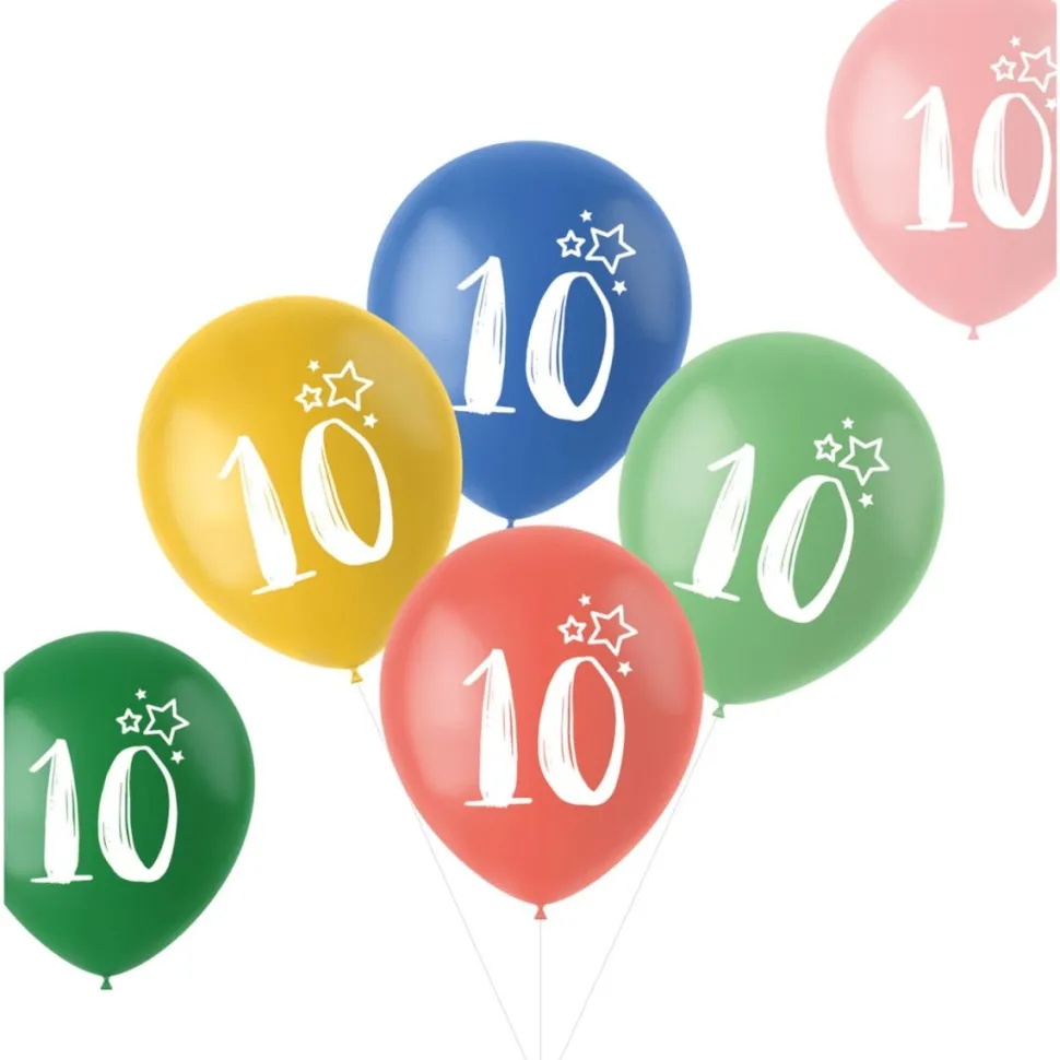 Ballonnen 10 Jaar Gekleurd 33cm 6st