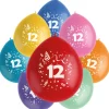 Ballonnen 12 Jaar Gekleurd 23cm 8st