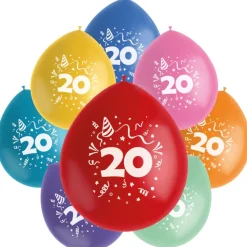 Ballonnen 20 Jaar Gekleurd 23cm 8st