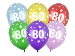 Ballonnen 80 Jaar Gekleurd Metallic 30cm 6st
