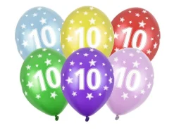 Ballonnen 10 Jaar Gekleurd Metallic 30cm 6st