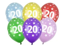 Ballonnen 20 Jaar Gekleurd Metallic 30cm 6st