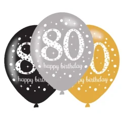 Ballonnen 80 Jaar Happy Birthday 27,5cm 6st
