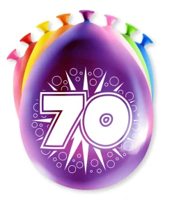 Ballonnen 70 Jaar Hoera 30cm 8st
