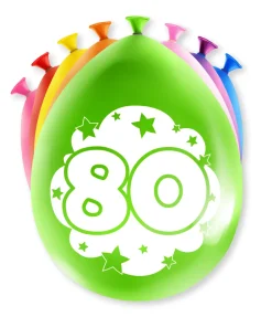 Ballonnen 80 Jaar Hoera 30cm 8st
