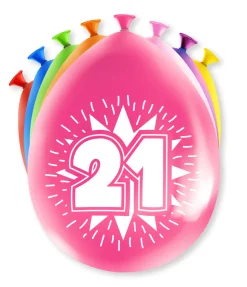 Ballonnen 21 Jaar Hoera 30cm 8st
