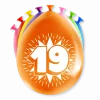 Ballonnen 19 Jaar Meerkleurig 30cm 8st