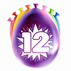 Ballonnen 12 Jaar Meerkleurig 30cm 8st