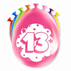 Ballonnen 13 Jaar Meerkleurig 30cm 8st