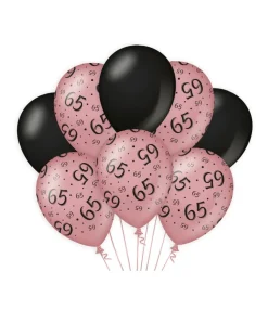 Ballonnen 65 Jaar Rose Zwart 30cm 8st