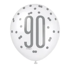 Ballonnen 90 Jaar Stippen Blauw 30cm 6st