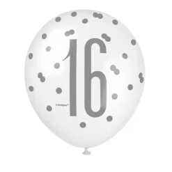 Ballonnen 16 Jaar Stippen Blauw 30cm 6st