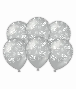Ballonnen 25 Jaar Zilver 30cm 6st