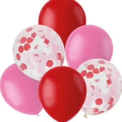 Ballonnen Mix Rood & Roze 30cm 6st