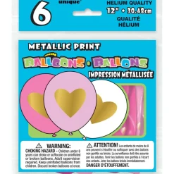 Ballonnen Roze Met Gouden Hart 30cm 6st