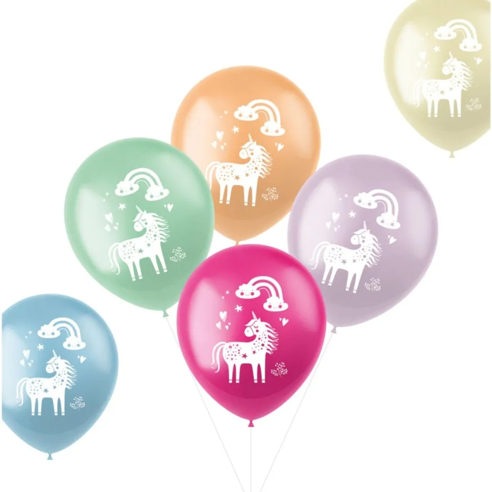Ballonnen Unicorn & Regenboog 33cm 6st