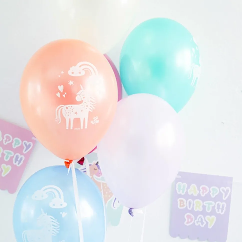 Ballonnen Unicorn & Regenboog 33cm 6st