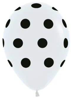 Ballonnen White with Black Dots 30cm 25st