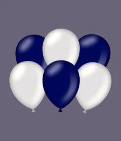 Ballonnen Zilver/Donker Blauw Metallic 30cm 6st