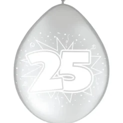 Ballonnen 25 Zilver Metallic 30cm 8st