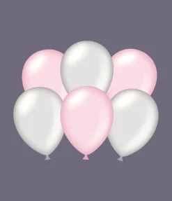 Ballonnen Zilver/Roze 30cm 6st