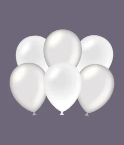 Ballonnen Zilver/Wit Metallic 30cm 6st