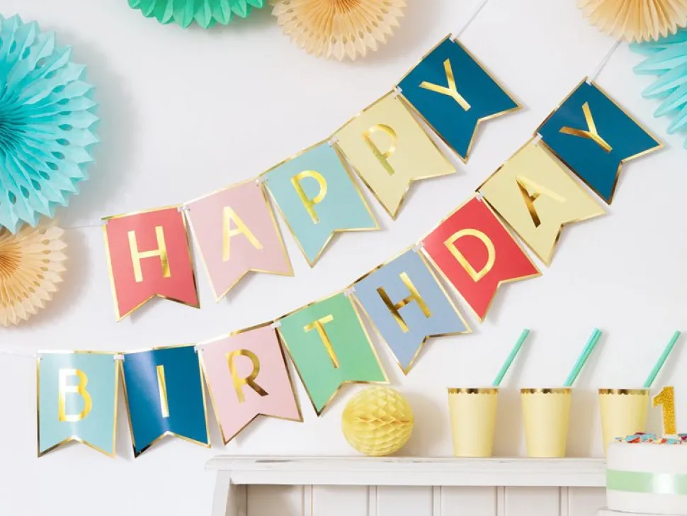 Banner Happy Birthday Gekleurd 1,75m