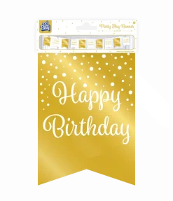 Banner Happy Birthday Goud Wit 6m