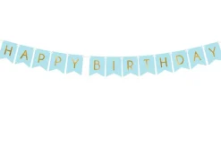 Banner Happy Birthday Lichtblauw 1,75m