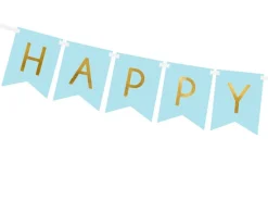 Banner Happy Birthday Lichtblauw 1,75m