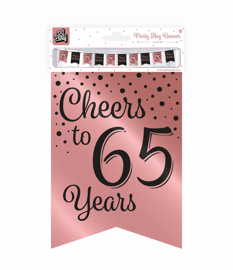 Banner 65 Jaar Roze Zwart 6m