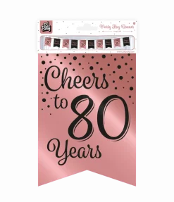 Banner 80 Jaar Roze Zwart 6m