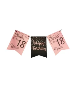 Banner 18 Jaar Roze Zwart 6m