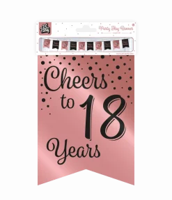Banner 18 Jaar Roze Zwart 6m