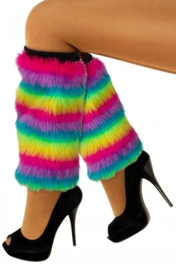 Beenwarmers Pluche Regenboog Streep