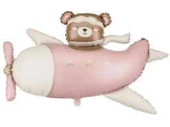 Beer Folie Ballon Bruin Roze In Het Vliegtuig Leeg 94cm