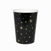 Bekers Gouden Sterren Zwart 13cm 8st