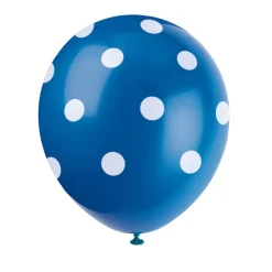 Blauwe Ballonnen Witte Stippen 30cm 6st