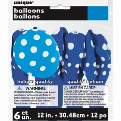 Blauwe Ballonnen Witte Stippen 30cm 6st