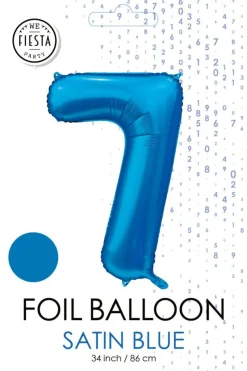 Blauwe Cijfer Ballon 7 Jaar Glans 86cm